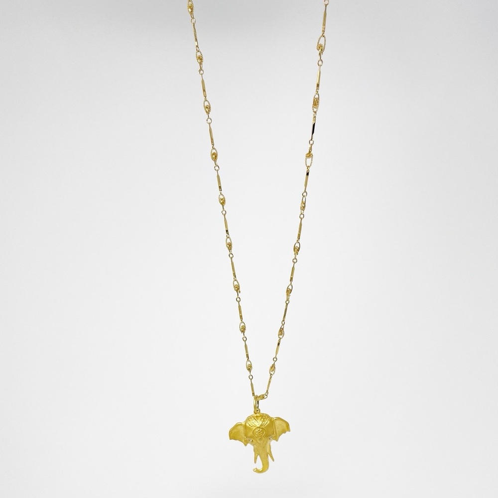 Elephant Necklace Charm Gold Tone Gemstone Eyes Boho Good Luck Prosperity Amulet - Picture 8 of 13